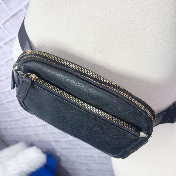 Unisex Waist Pack Crossbody Bag Adjustable Strap Triple Zipper Pocket 9"x6.5" - Picture 4 of 9